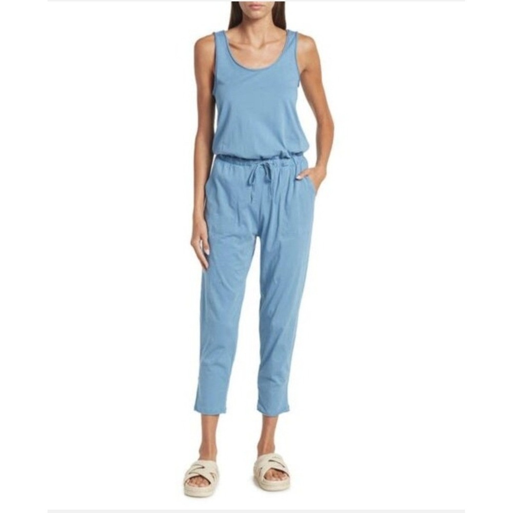 Women's ATM Anthony Thomas Melillo Small Blue Cotton Tank Jumpsuit Lightweight‎